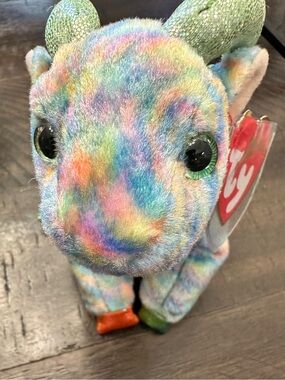 Ty Rainbow Multicolor Plush Goat with Sparkle Horns